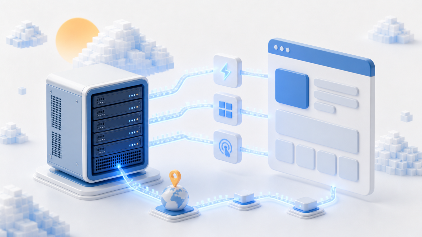 Cloud server delivering fast and stable web performance signals